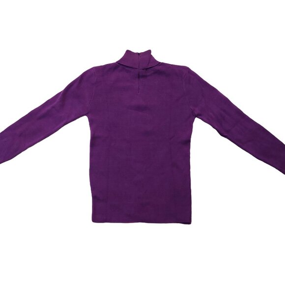 Pure Vintage 1940s-1950s Purple Long Sleeve Knit Turtleneck Sweater - Picture 6 of 11